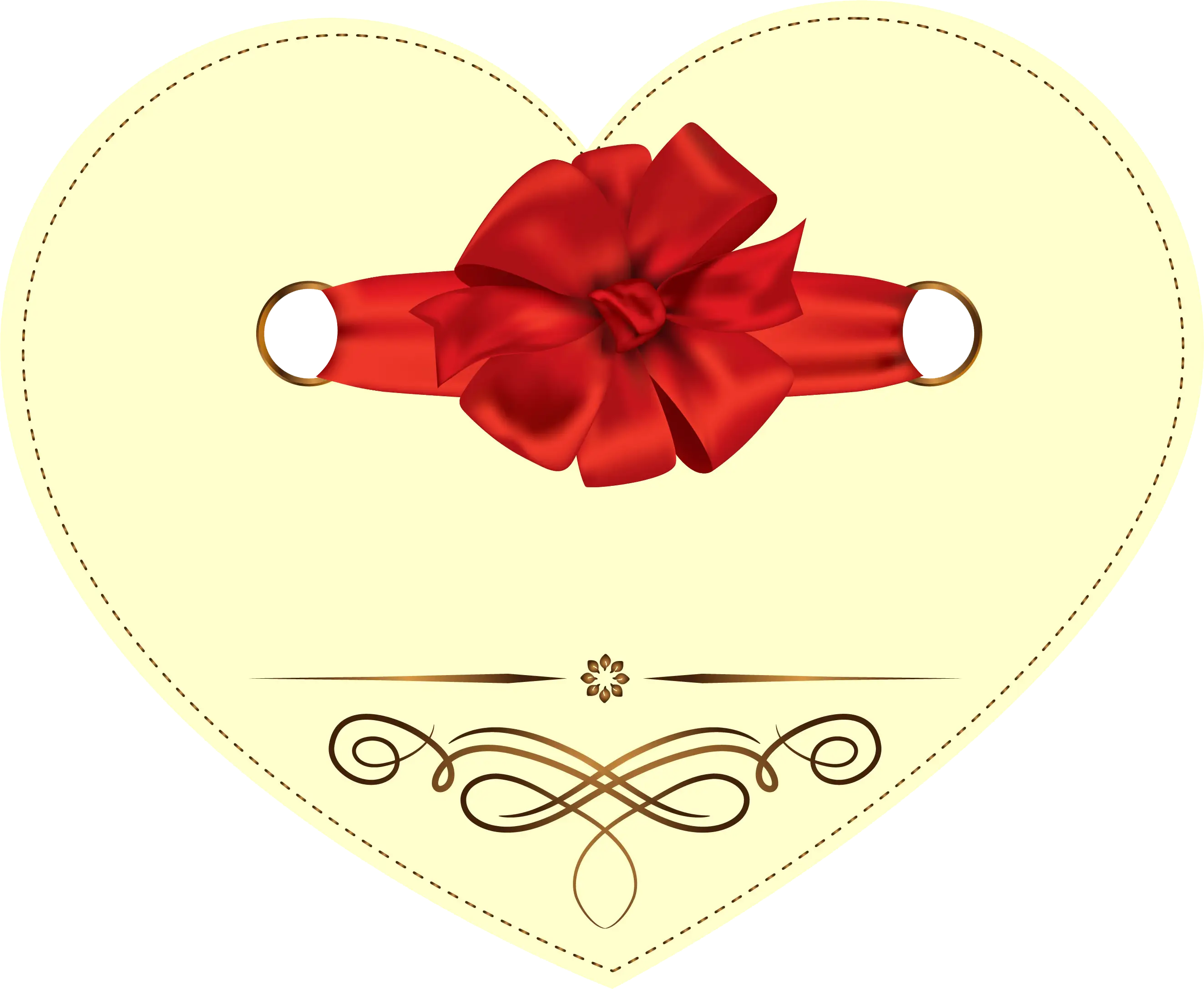 Heart Symbol with Red Ribbon and Elegant Details