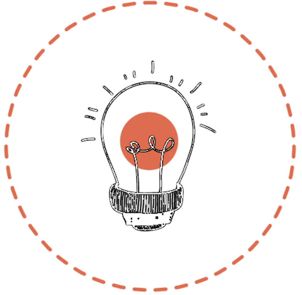 Light Bulb with Orange Circle Design