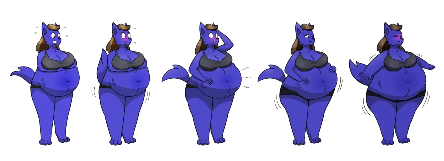 Blue Cartoon Character in Different Poses