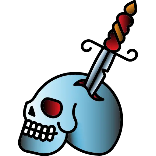 Skull with Dagger Illustration