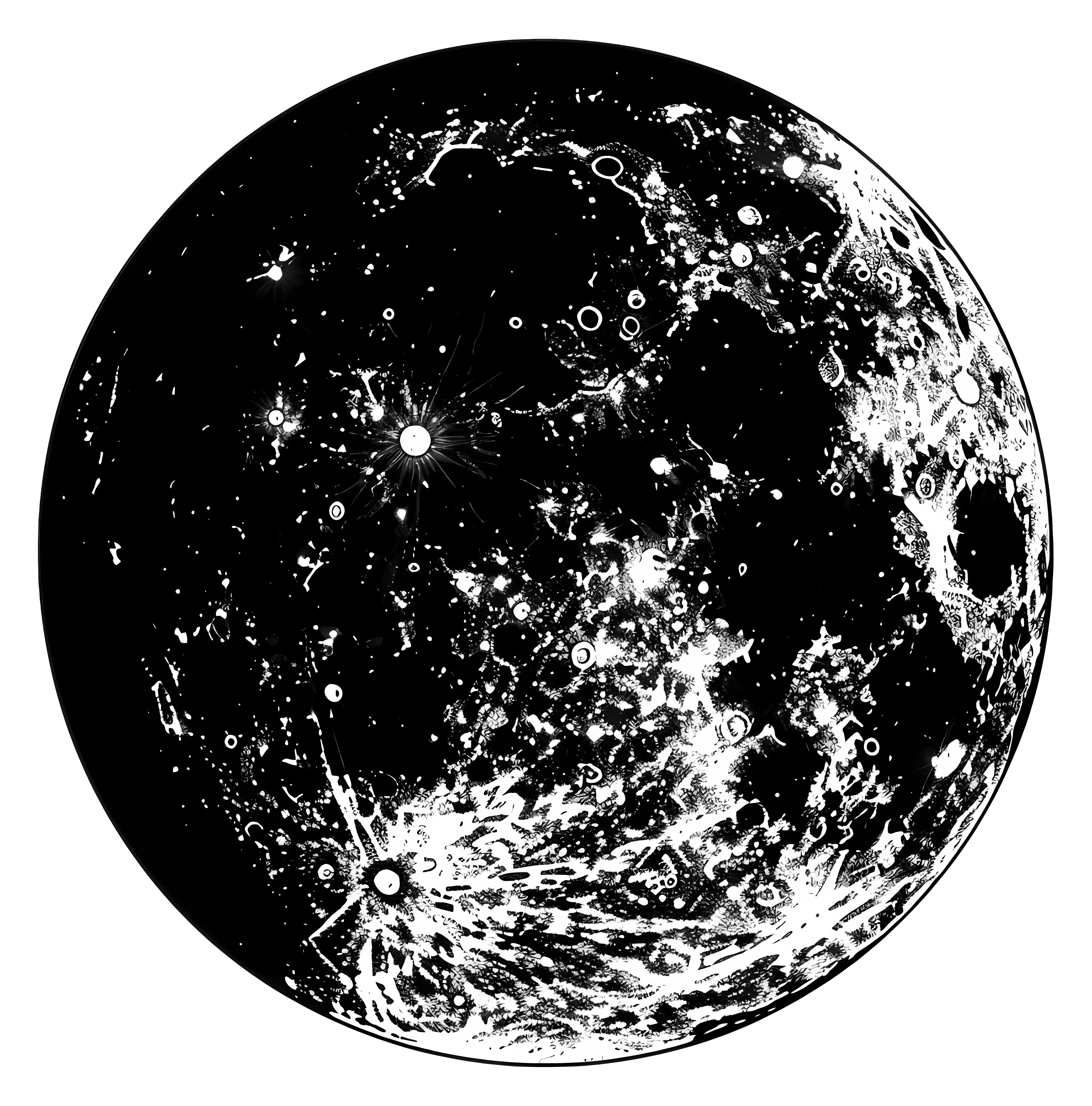 Black and White Moon Illustration