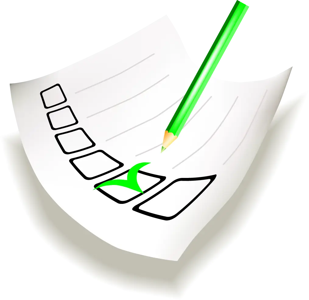 Checklist with Green Pencil Mark