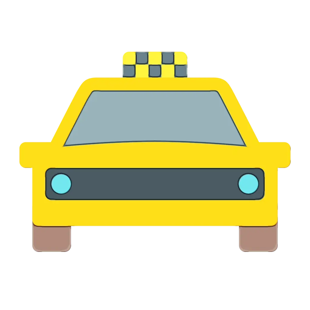 Yellow Taxi Front View Illustration