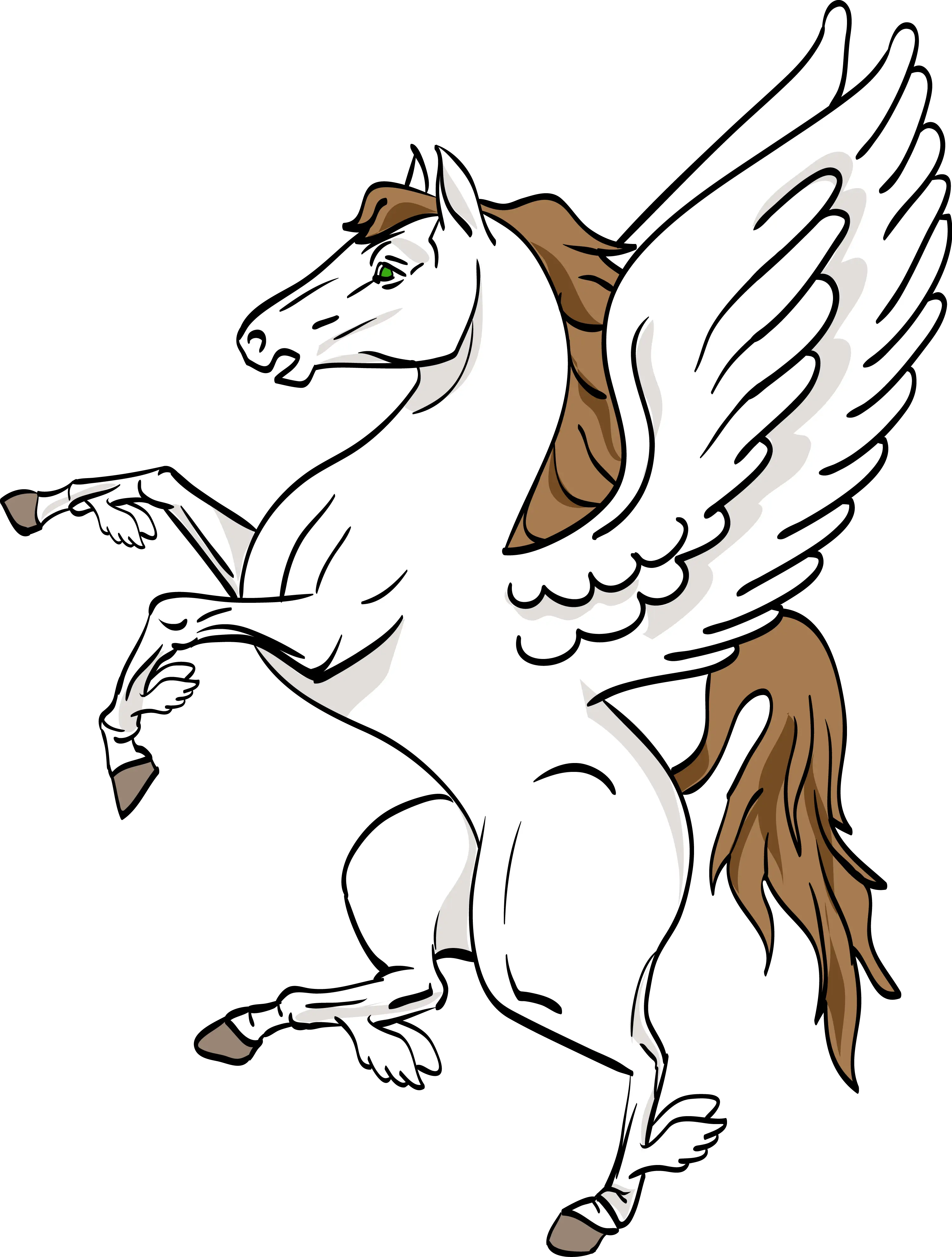 White Pegasus with Brown Mane