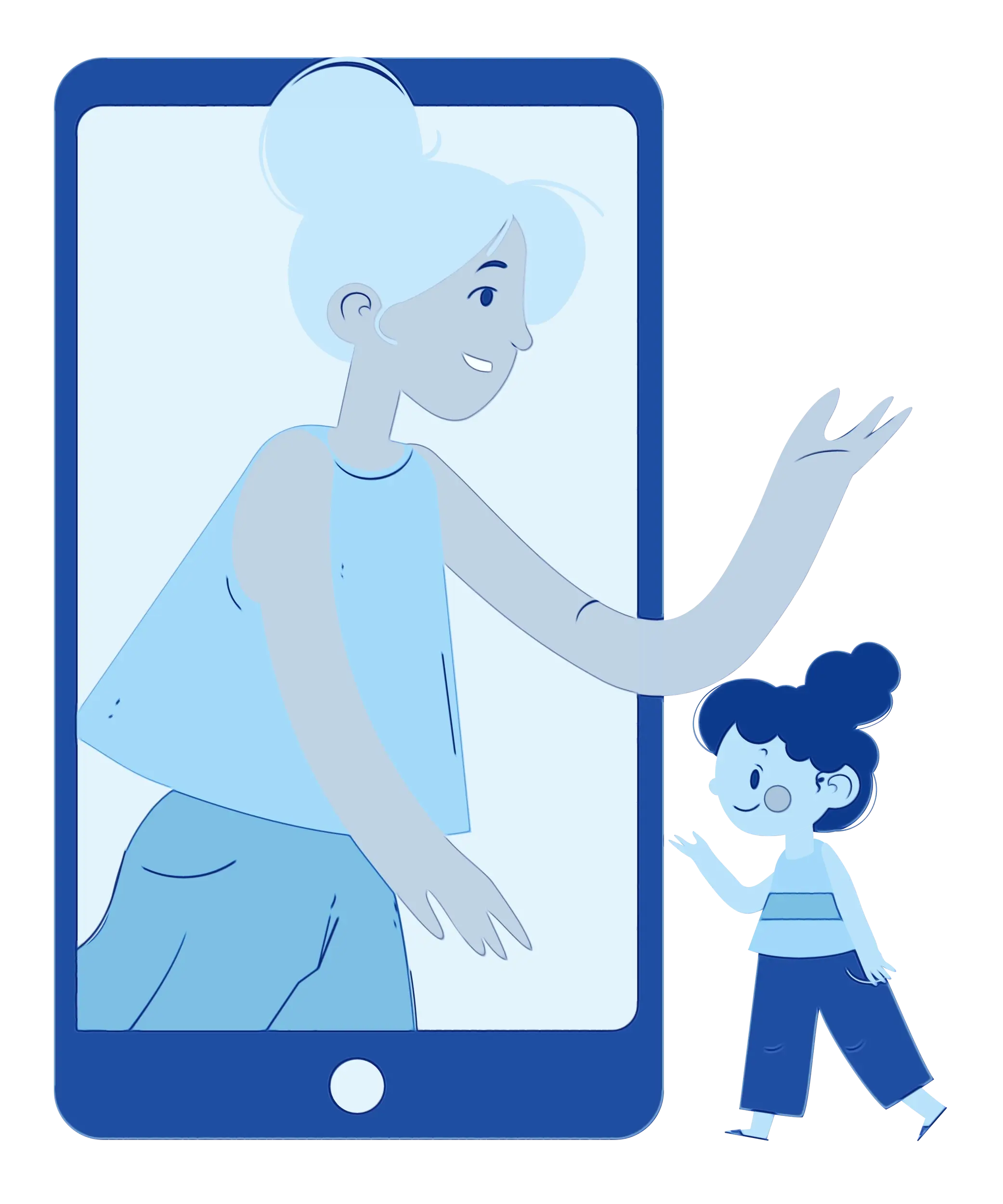 Digital Connection Between Adult and Child