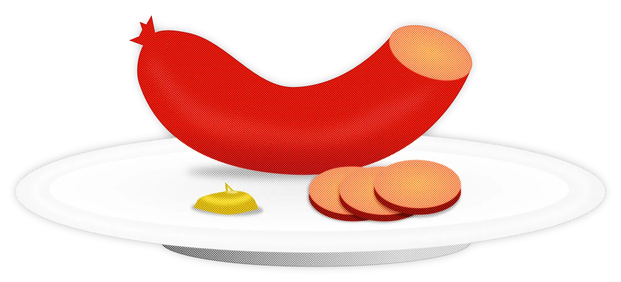 Sausage with Mustard on a Plate