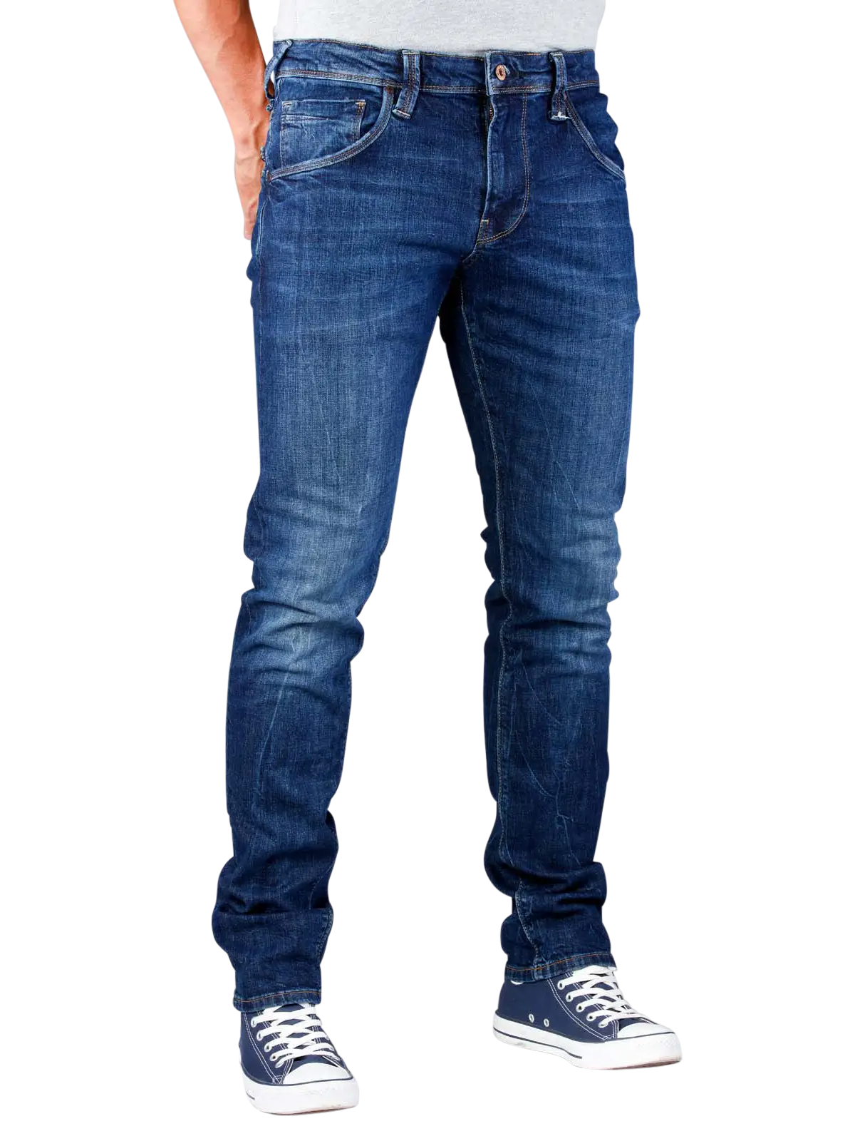 Dark Blue Denim Jeans with Sneakers
