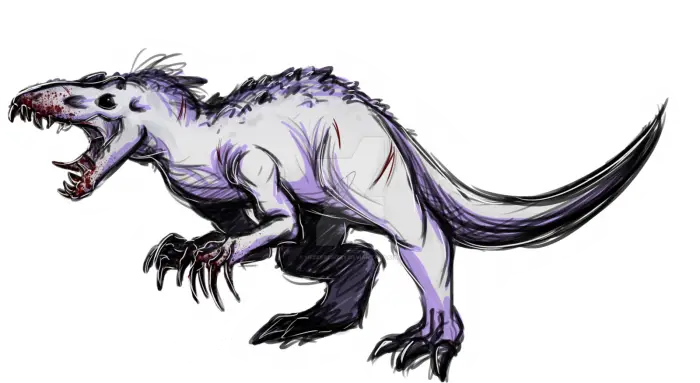 Ferocious White Dinosaur Fantasy Illustration