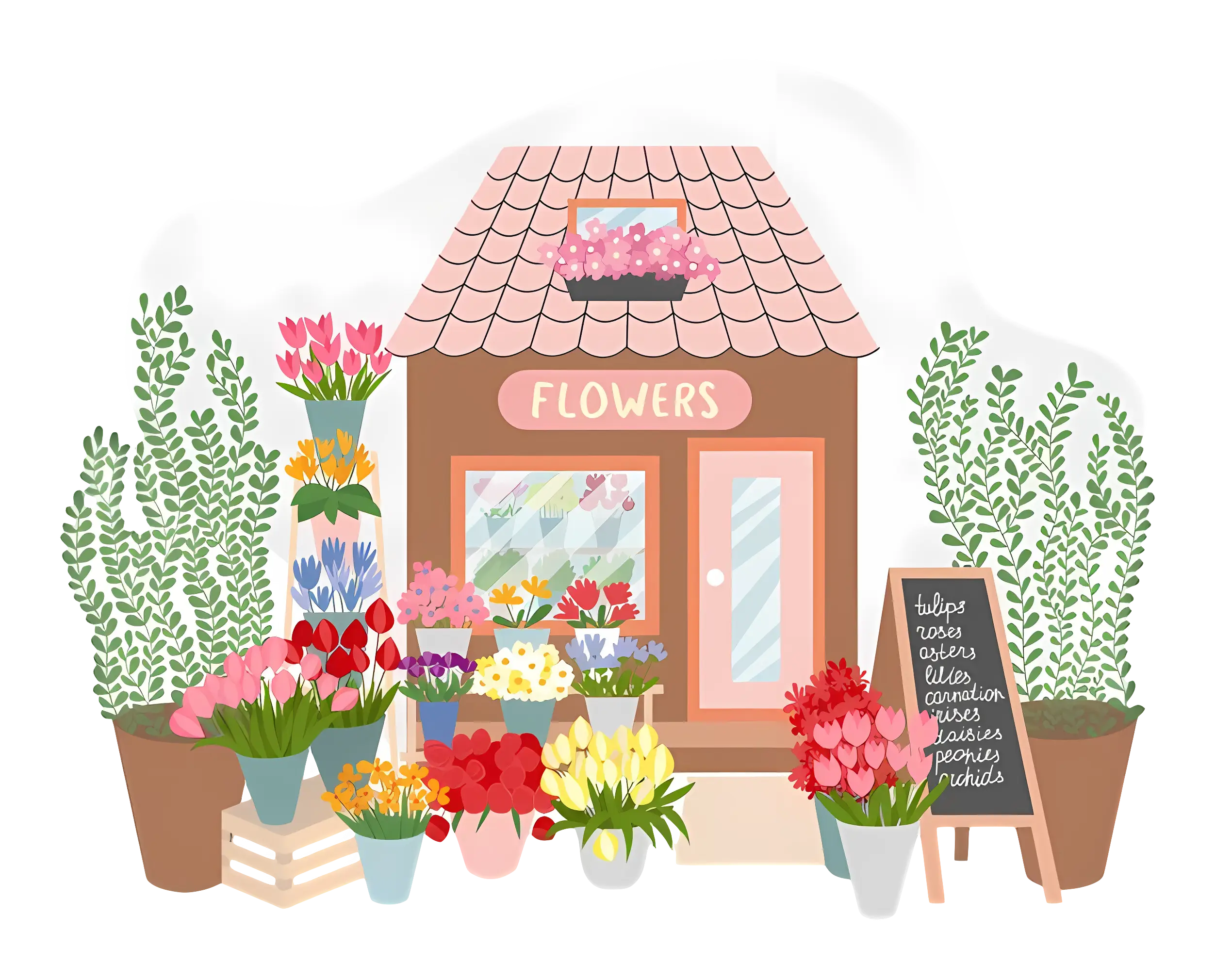 Illustration of a Beautiful Flower Shop