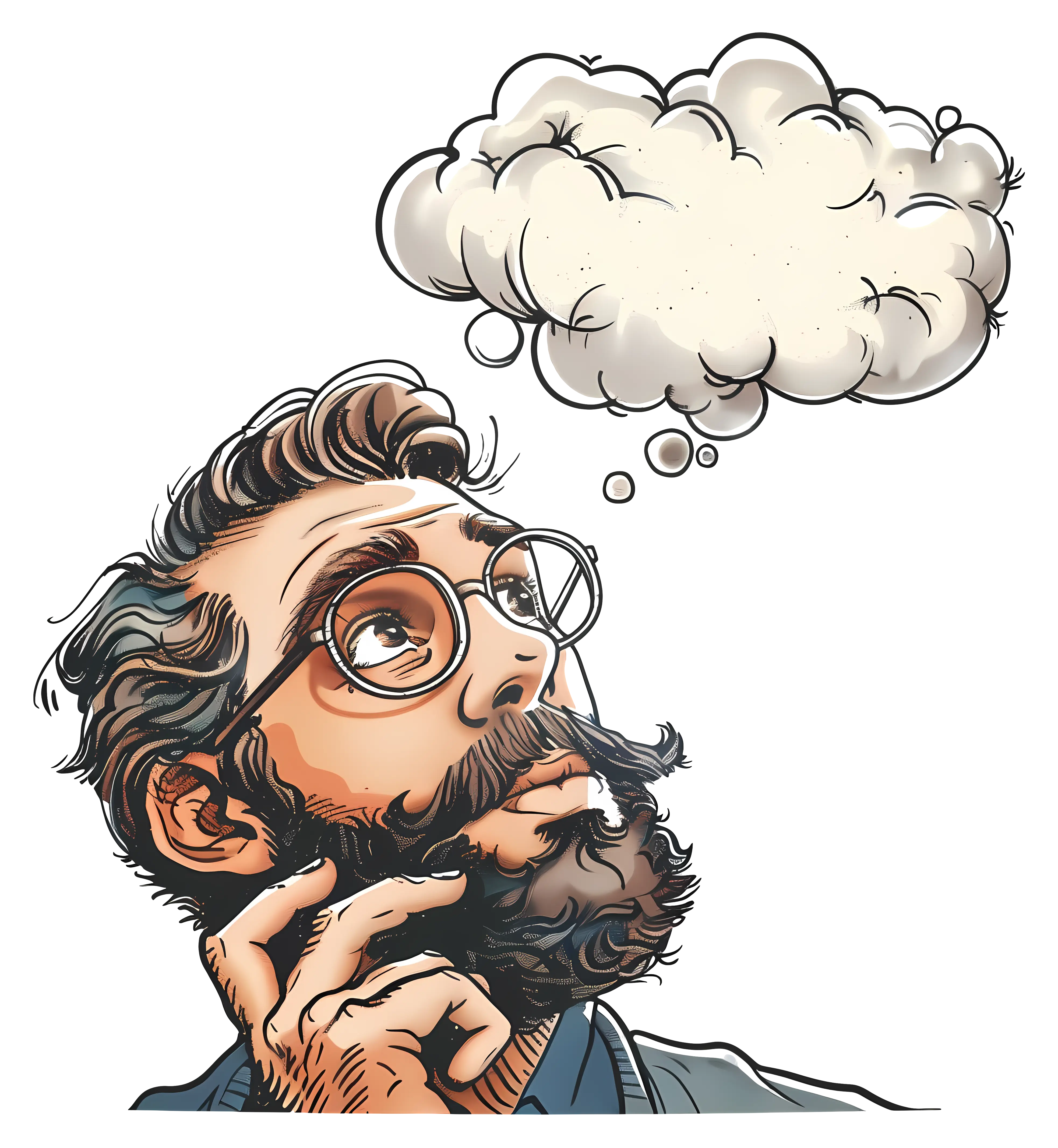 Man Thinking with Thought Cloud