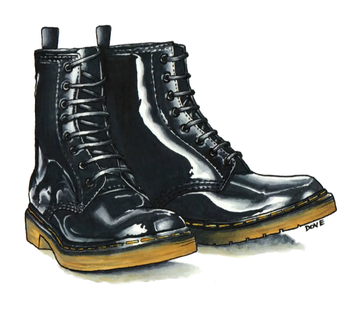 Shiny Black Leather Boots Illustration