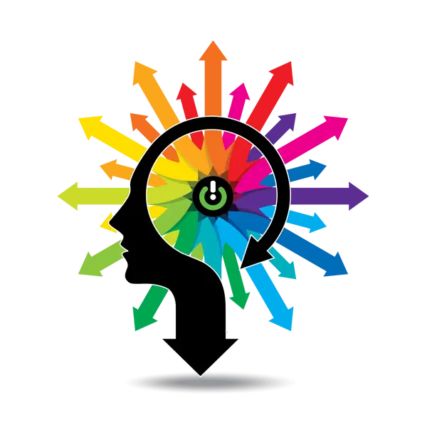 Colorful Arrows Around Head Silhouette