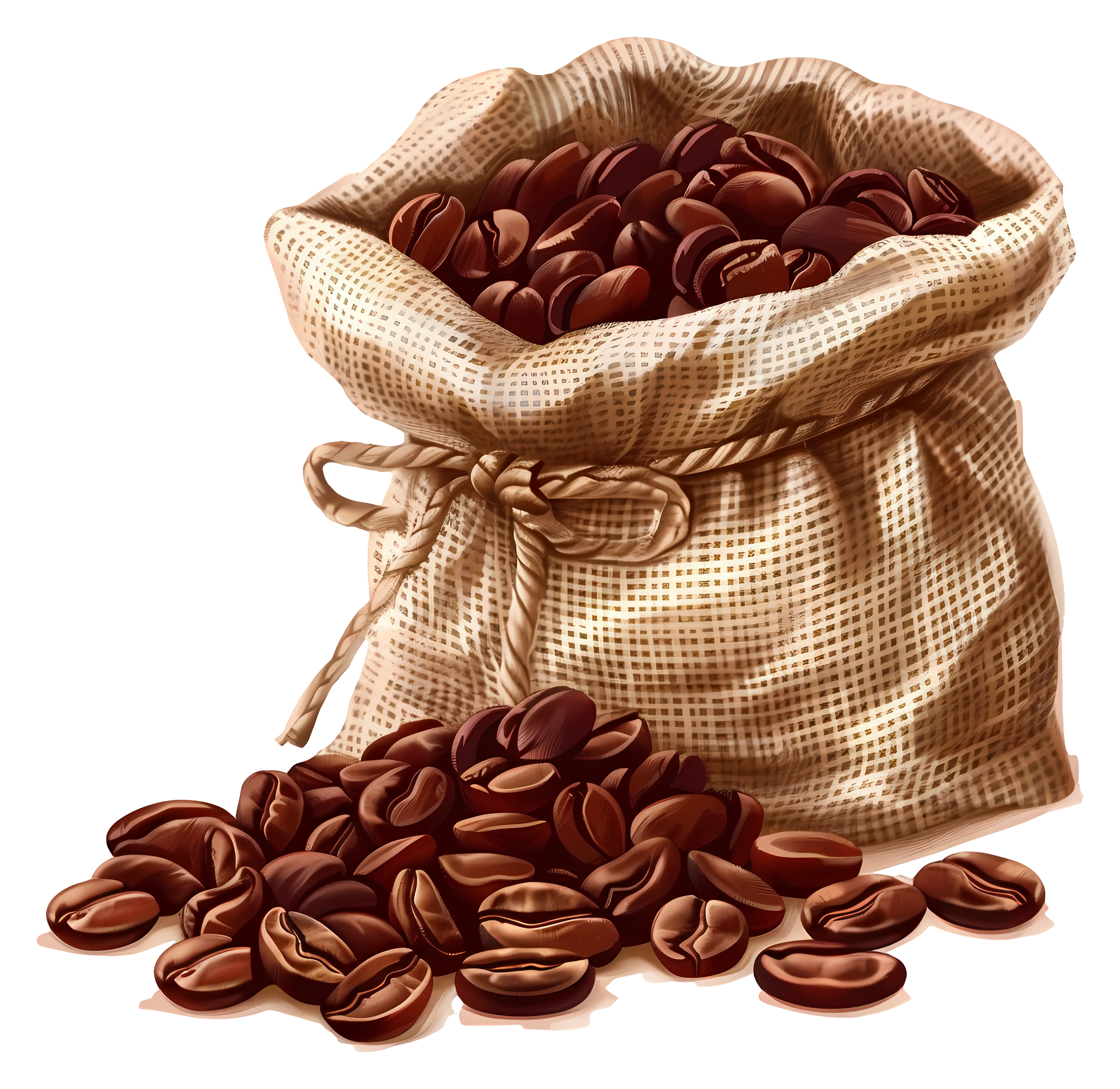 Burlap Sack Filled with Coffee Beans