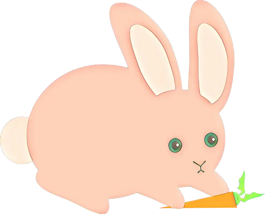 Pink Rabbit Holding a Carrot