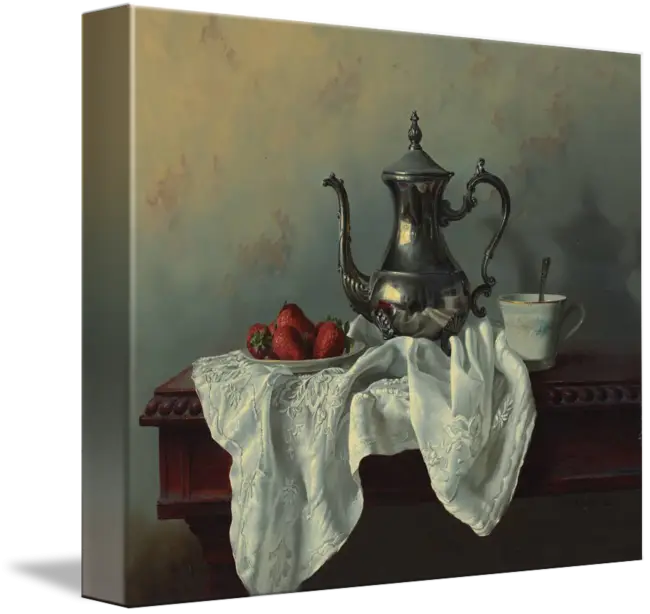 Vintage Silver Teapot on Table