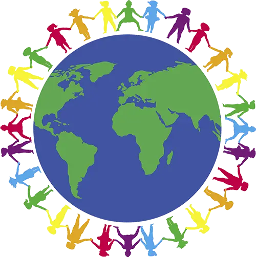 Children Holding Hands Around the Earth Illustration
