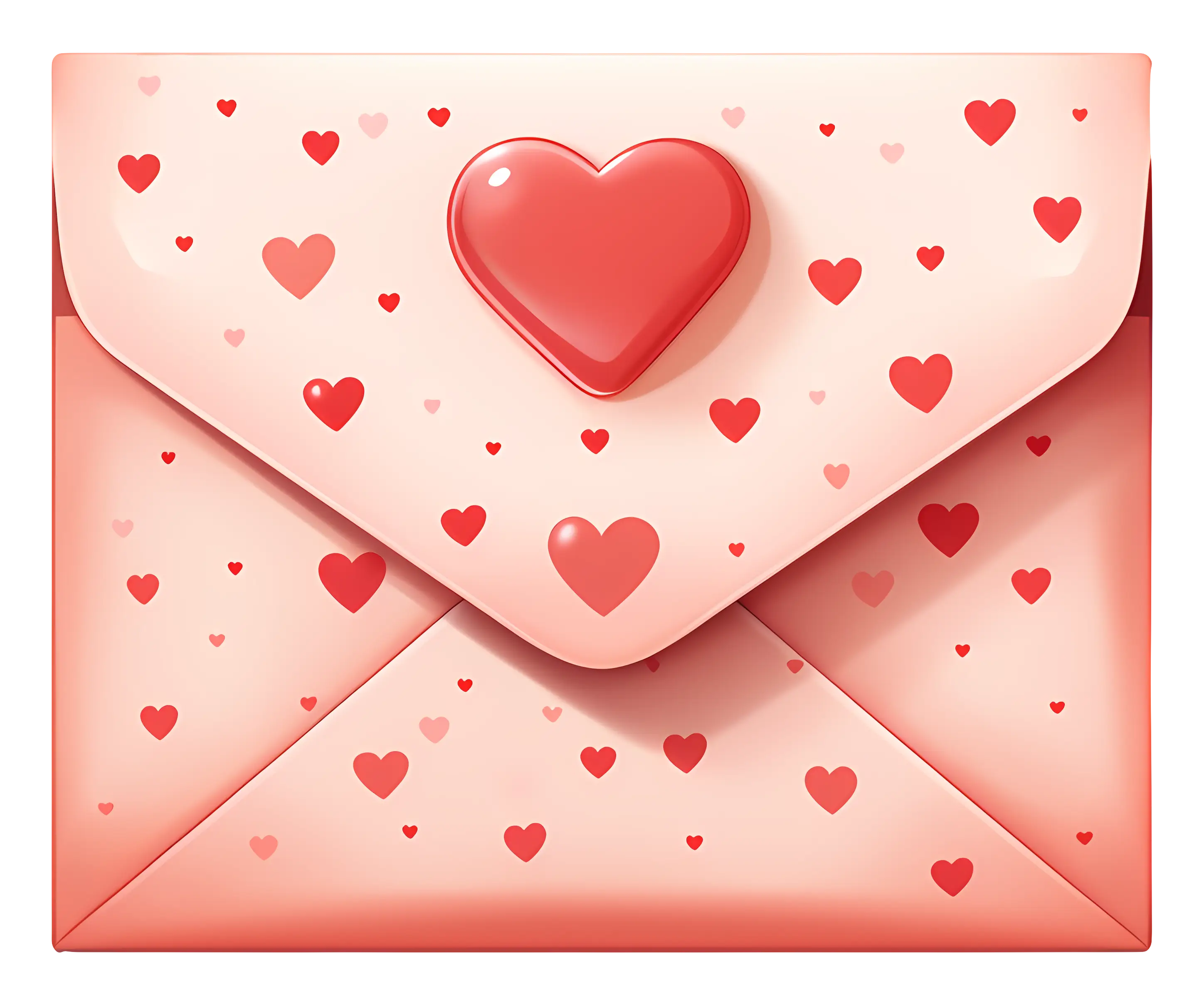 Heart-Decorated Envelope Illustration for Valentine&#039;s Day