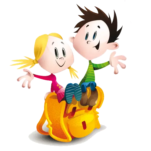 Cartoon Kids Playing Happily on a Seesaw