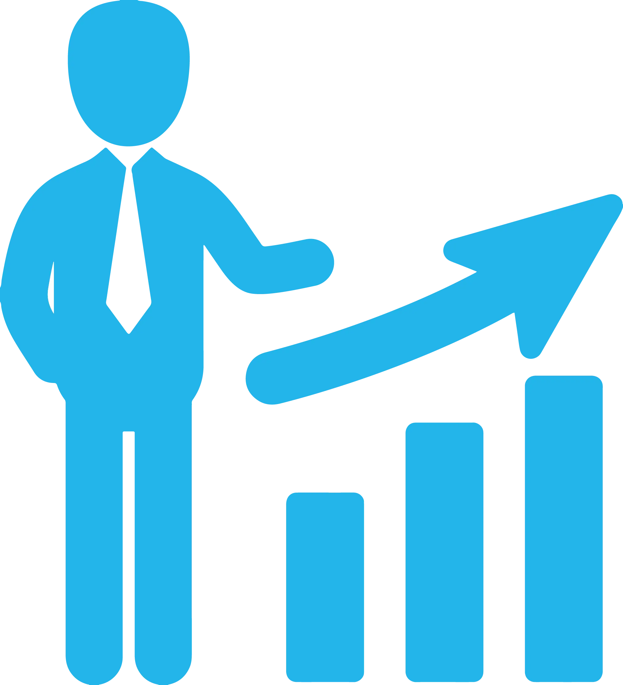Businessman Icon Presenting Bar Graph Growth