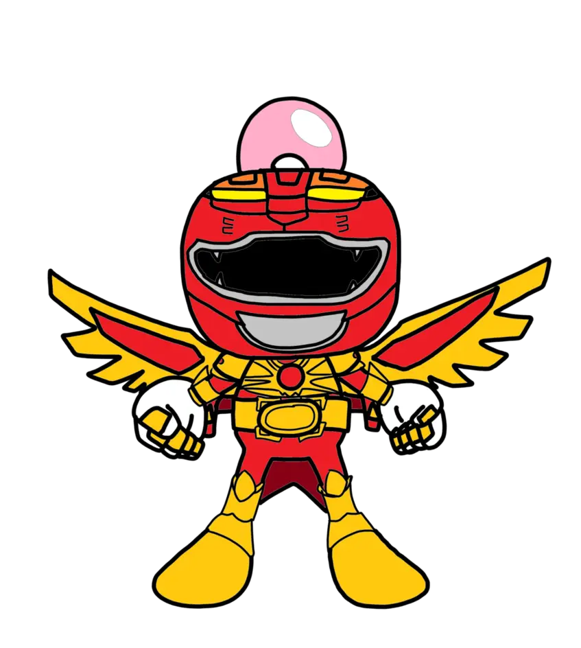 Red Power Ranger Cartoon with Wings