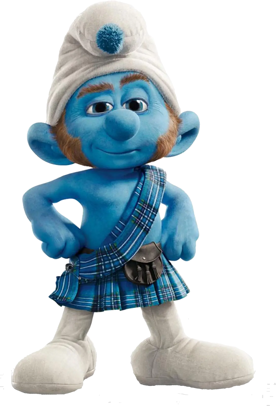 Blue Cartoon Character in Traditional Kilt