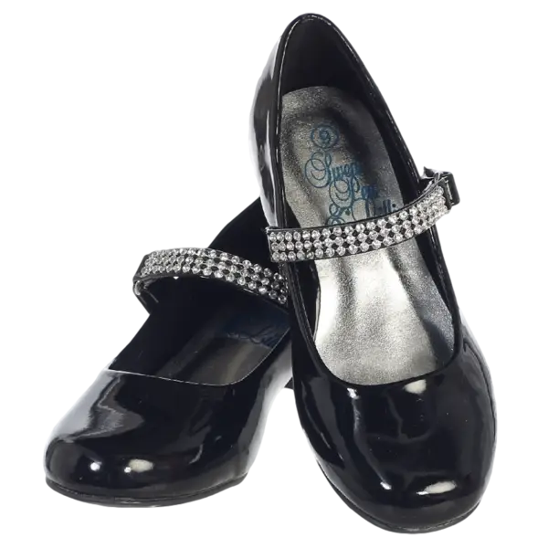 Shiny Black Shoes with Strap