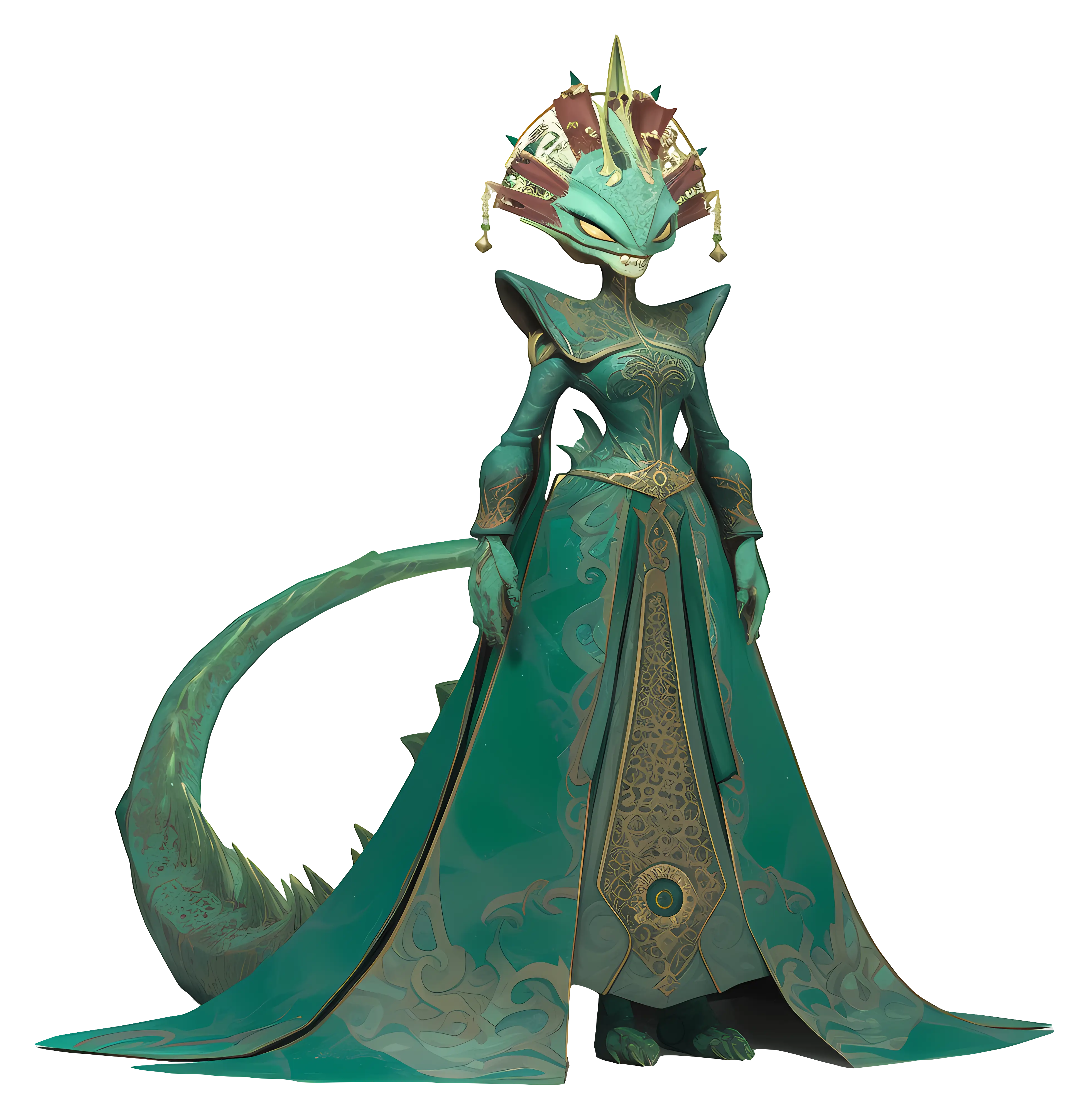 Regal Green Dragon Queen in Fantasy Costume