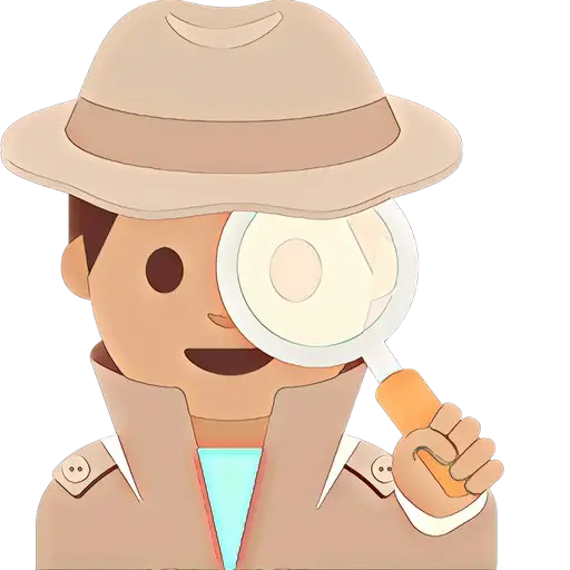 Cartoon Detective Character with Magnifying Glass