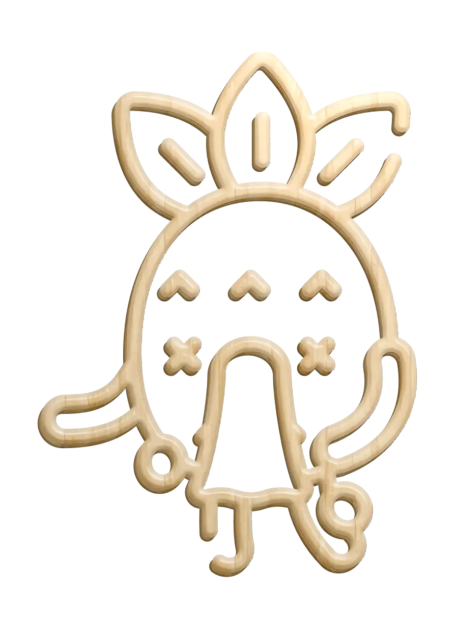 Cute Doodle Character with Leaf Design