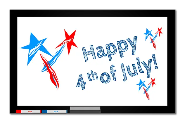 4th of July Greeting on Board with Stars