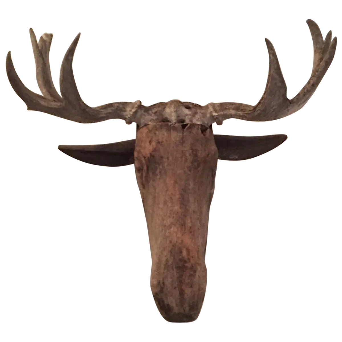 Rustic Wooden Moose Head Sculpture