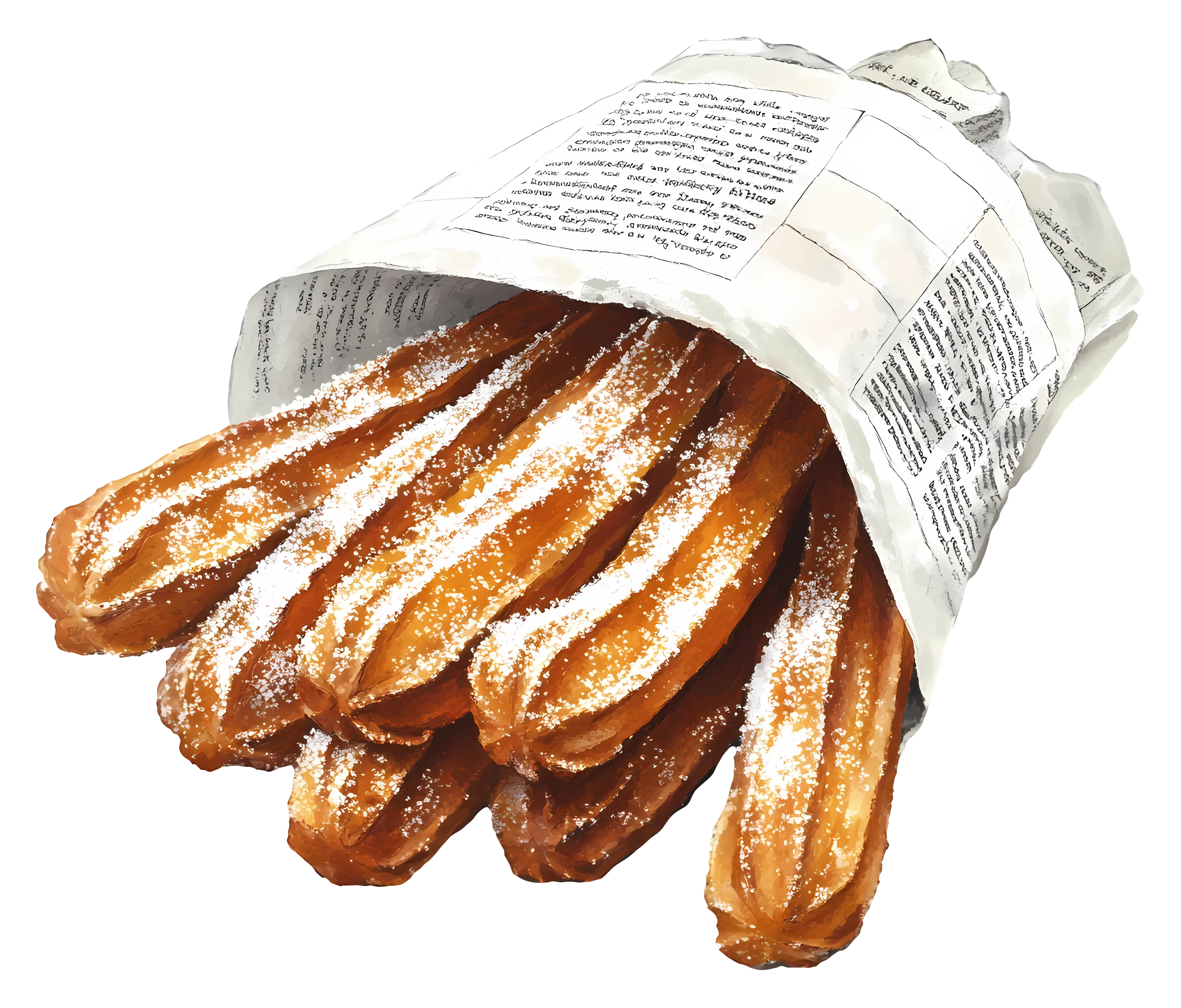 Churros in Newspaper with Sugar