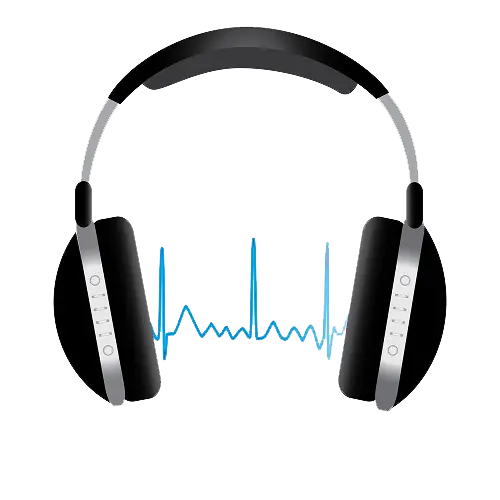 Headphones with Blue Pulse Line Illustration