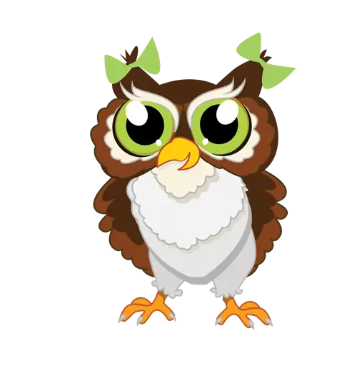 Adorable Cartoon Owl with Green Bows