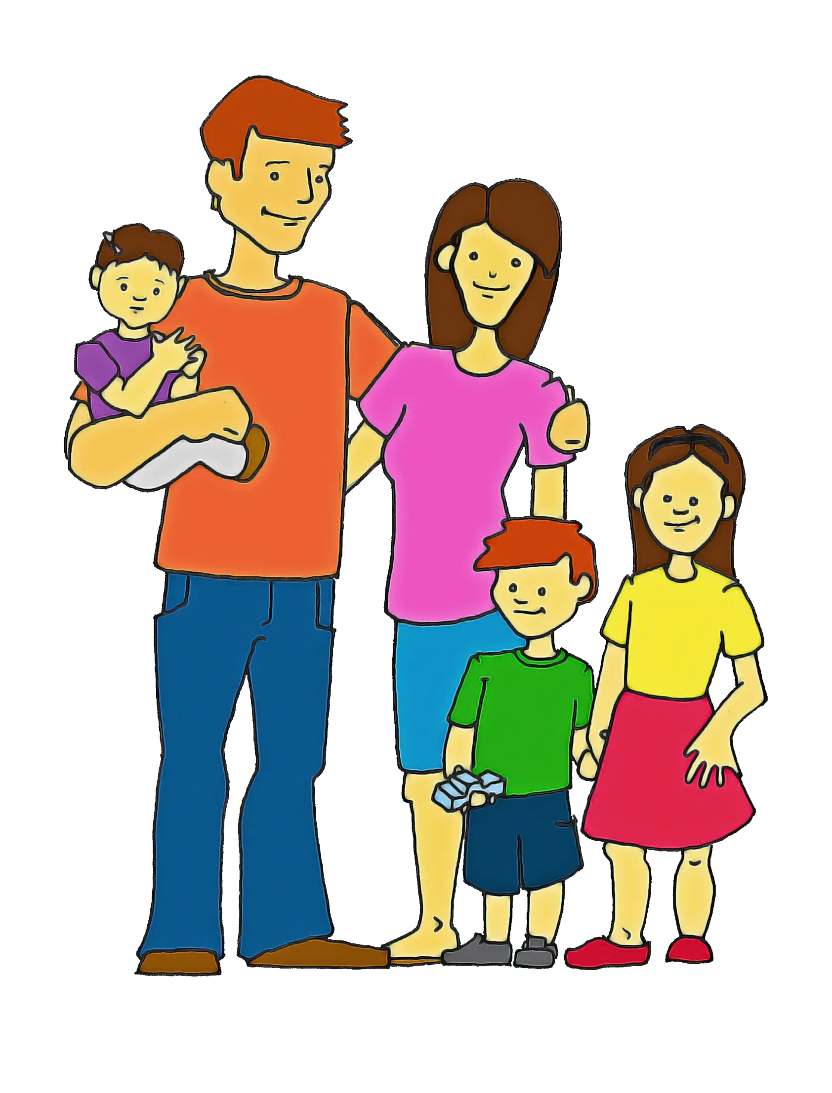 Cartoon Illustration of Happy Family
