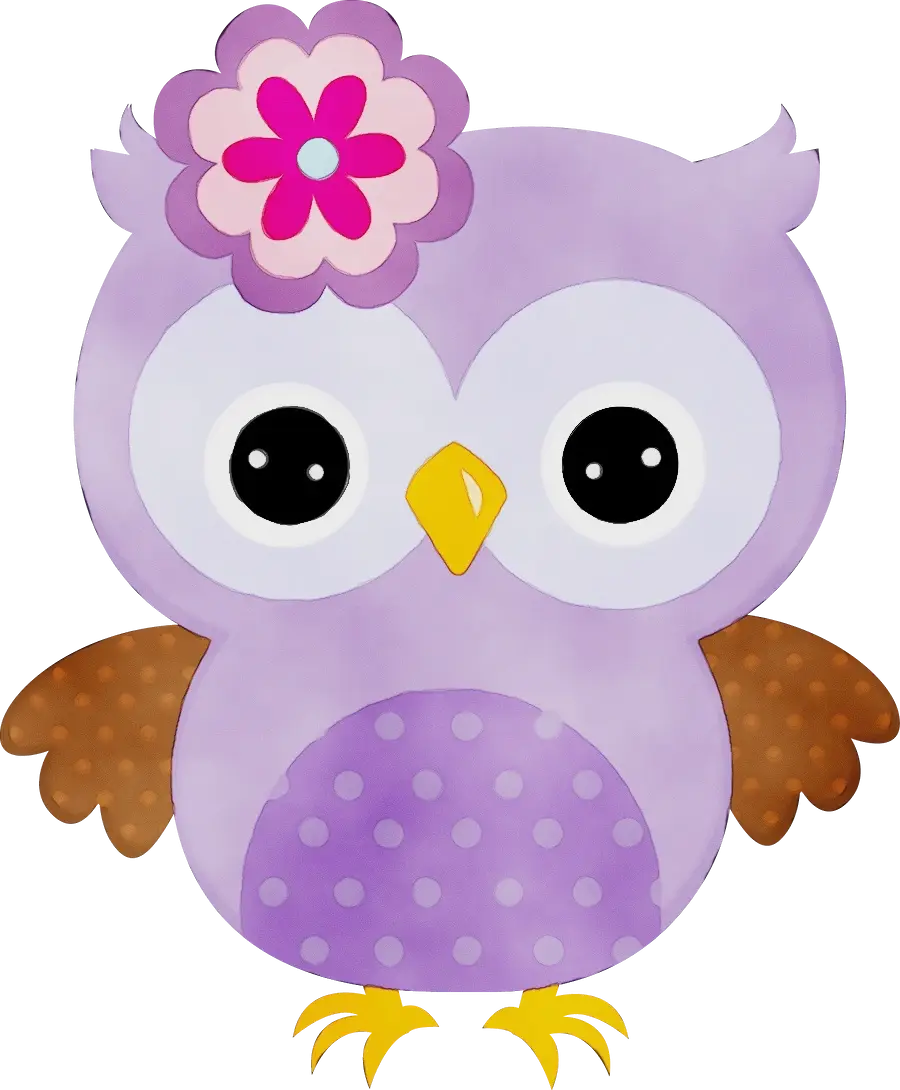 Purple Owl Cartoon Illustration