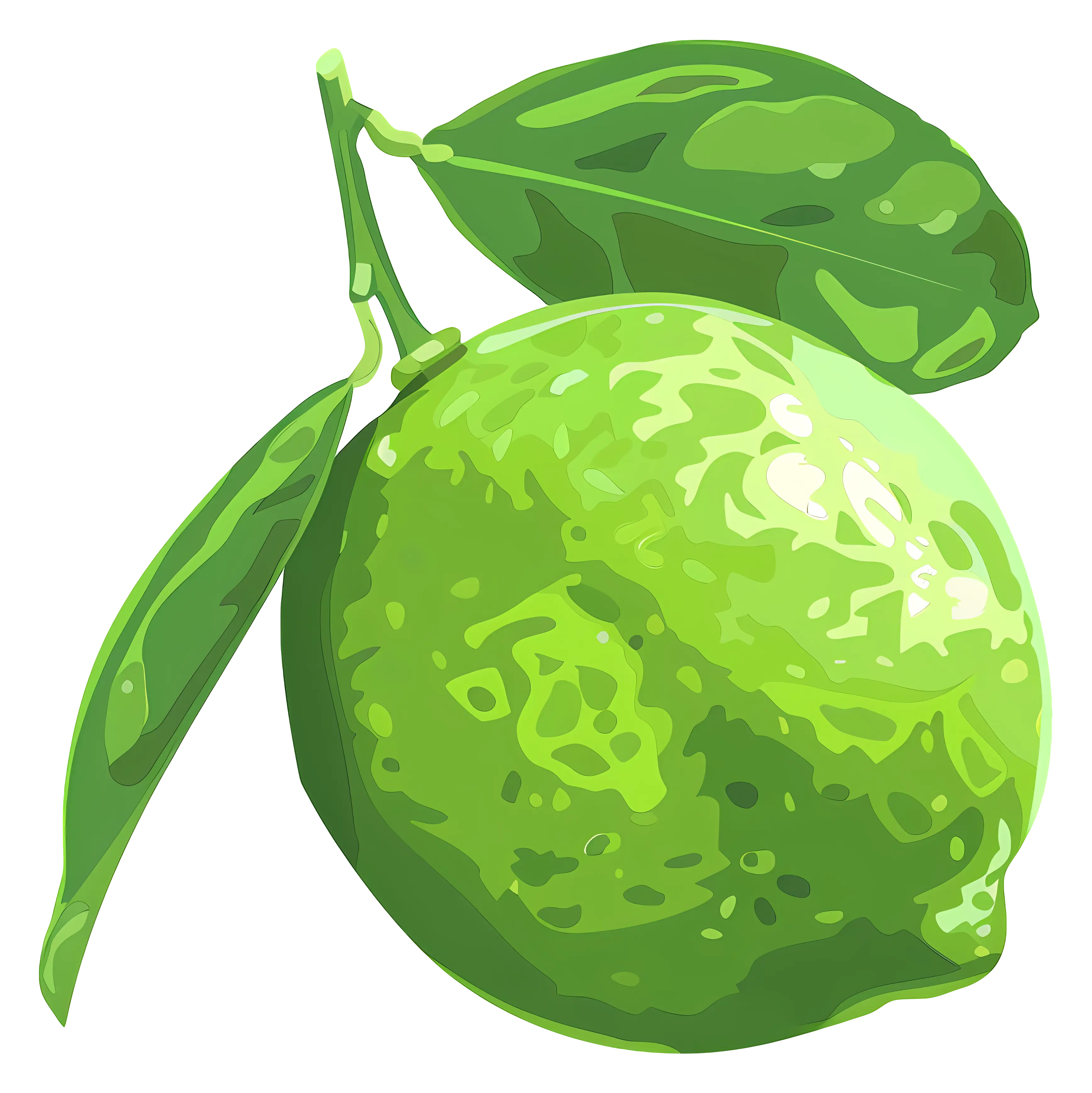 Vibrant Lime Fruit with Leaves Illustration