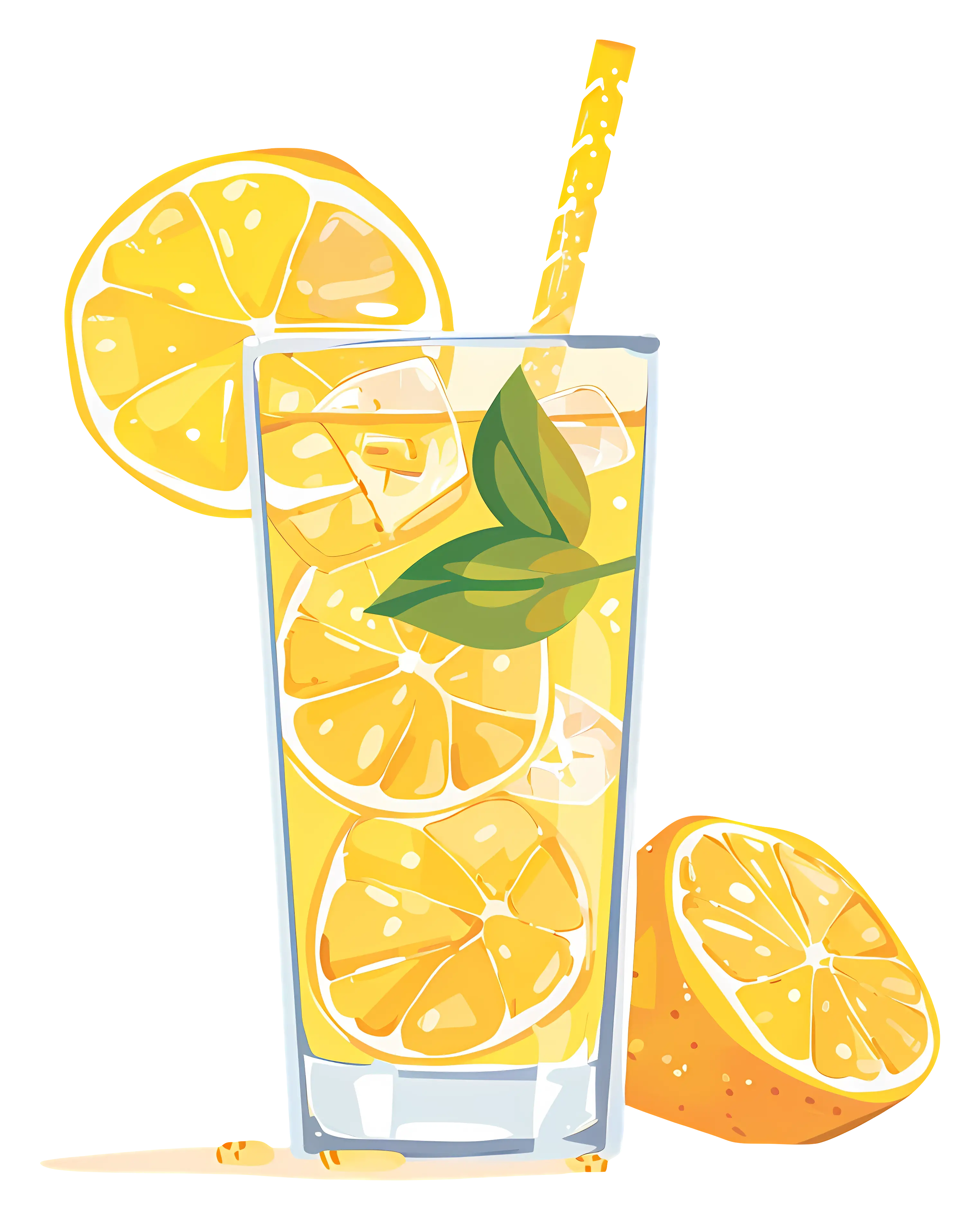 Glass of Refreshing Lemon Drink with Mint