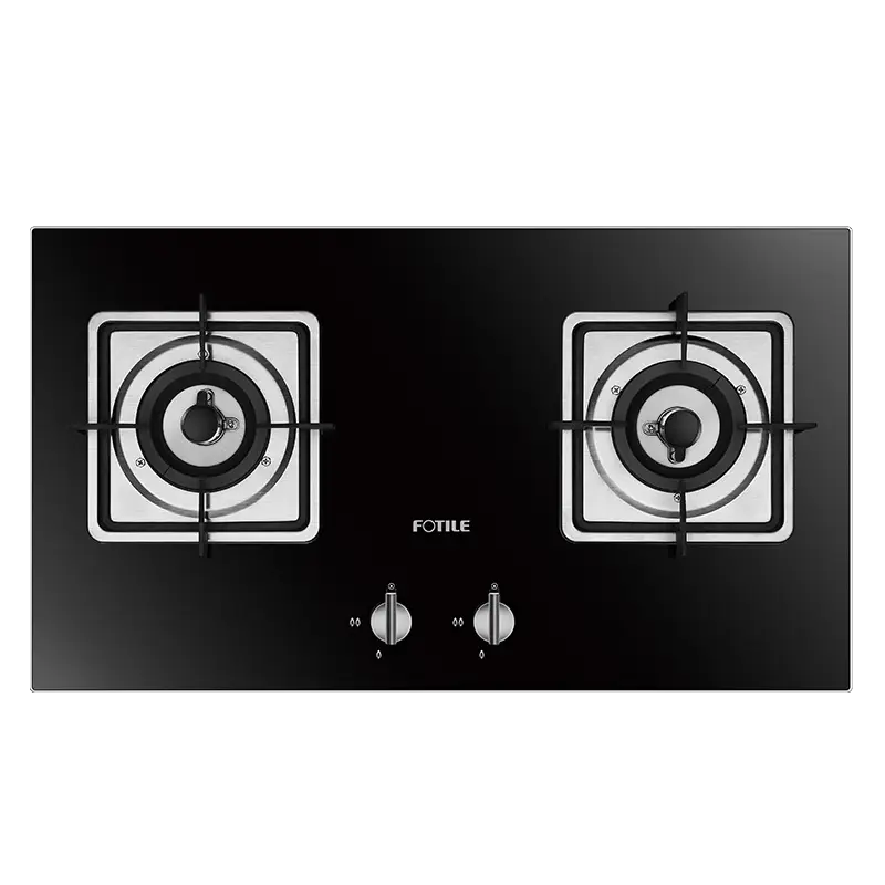 Modern Black Gas Stove with Dual Burners