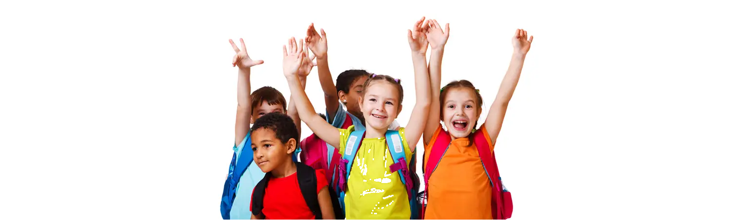 Happy Children with Colorful Backpacks