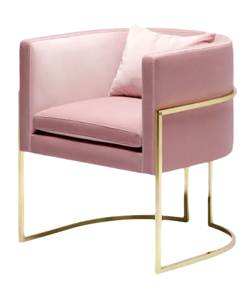 Modern Pink Chair with Gold Frame