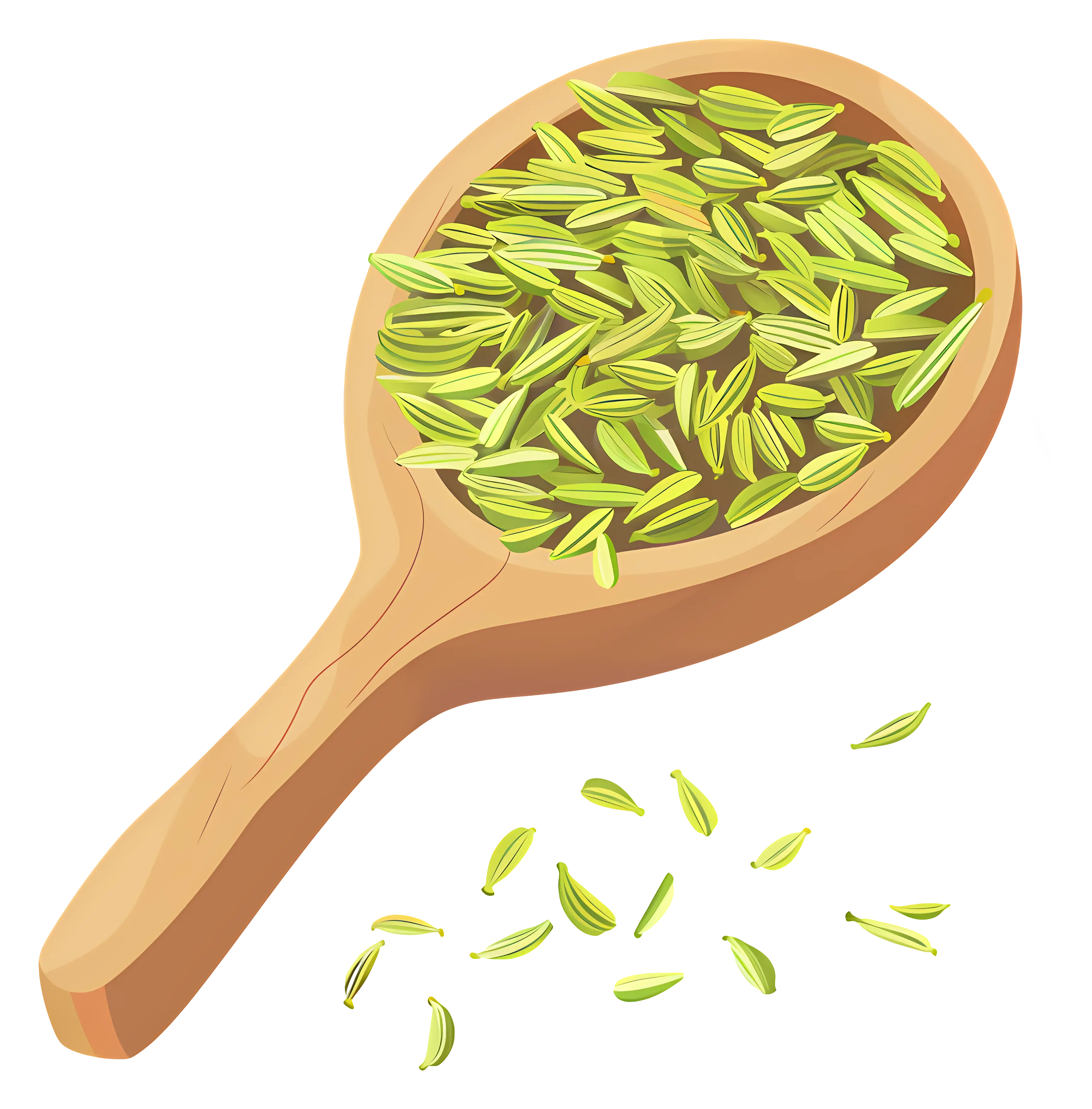 Fresh Fennel Seeds in Wooden Spoon