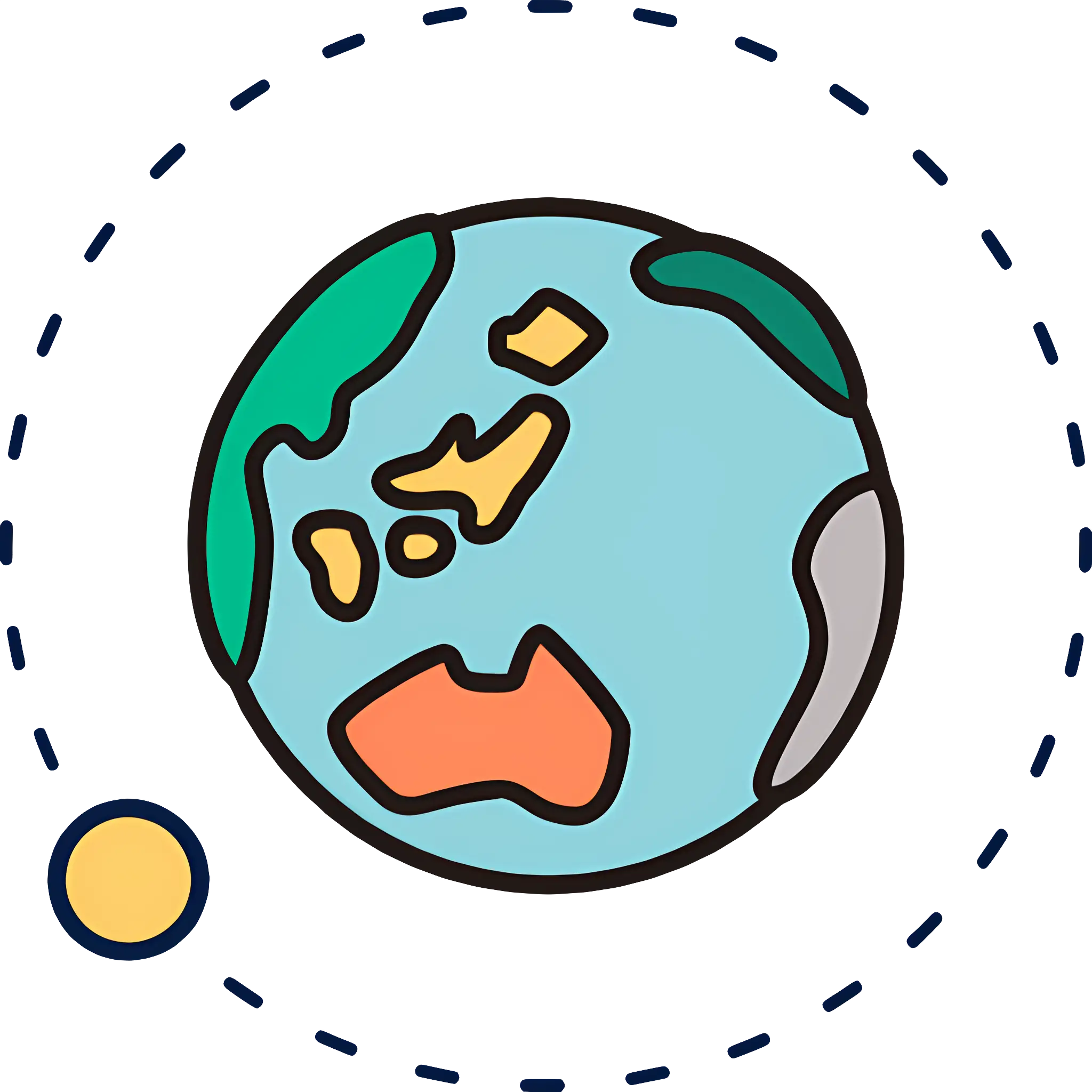 Cartoon Earth with Orbit Illustration