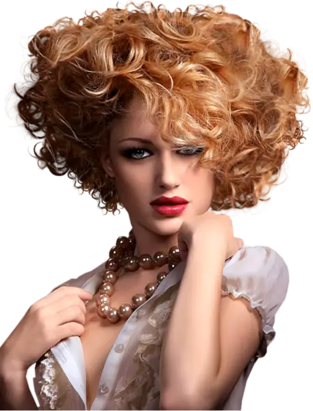 Woman with Curly Blonde Hair