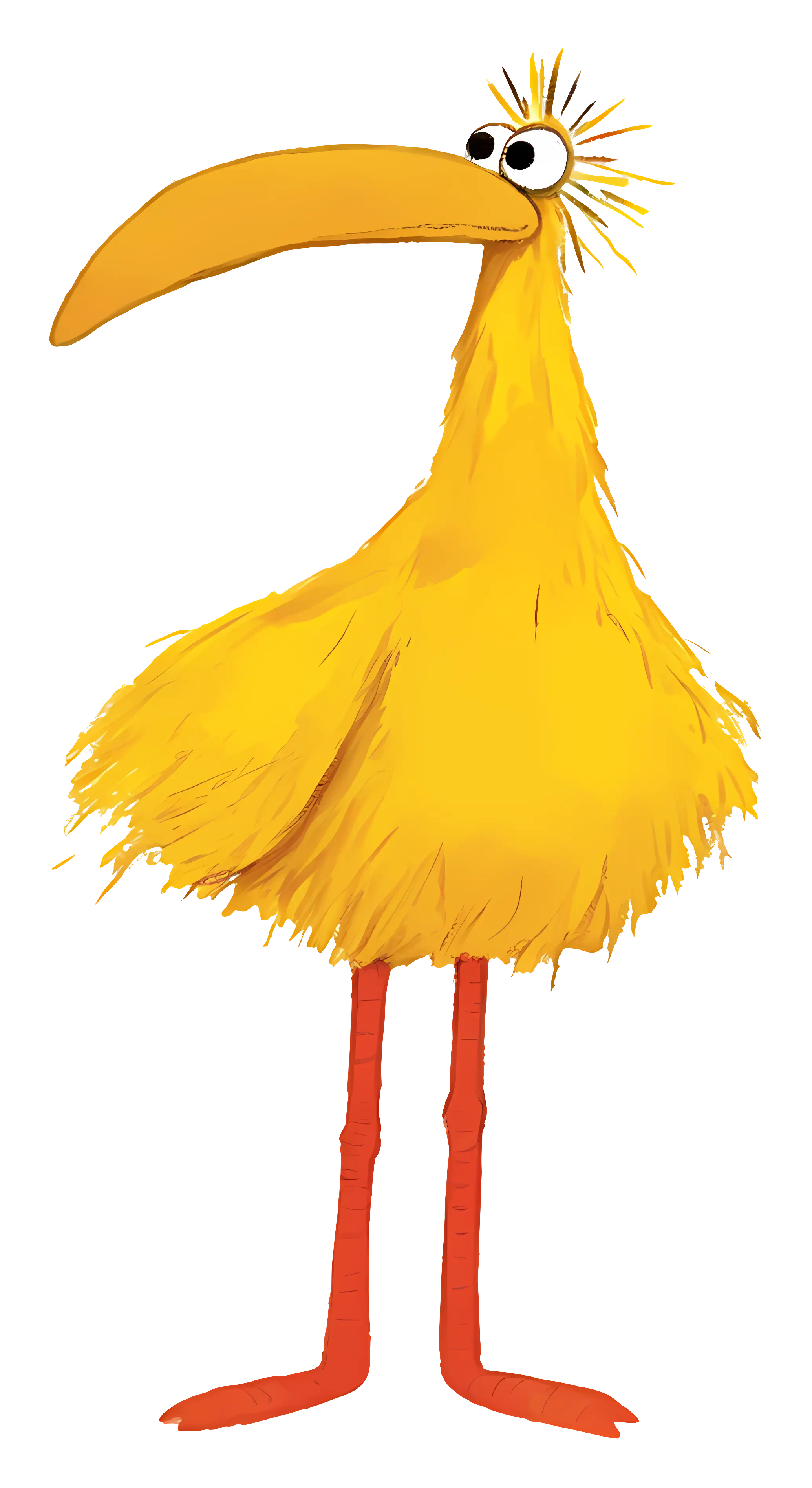 Yellow Cartoon Bird with Long Beak