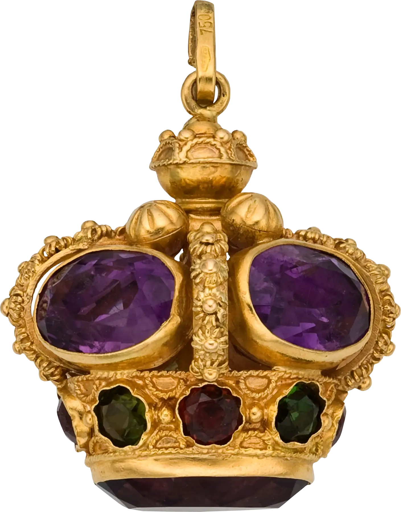 Golden Crown Pendant with Jewels