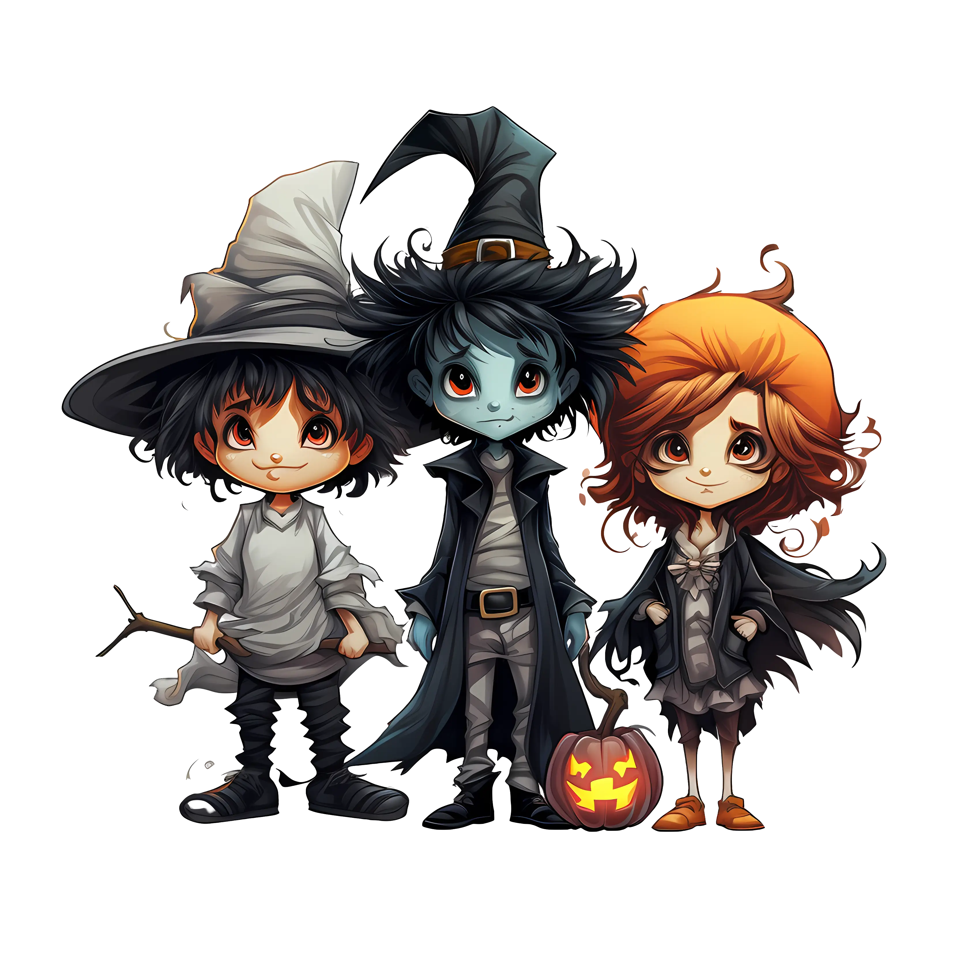 Cute Halloween Characters in Costumes