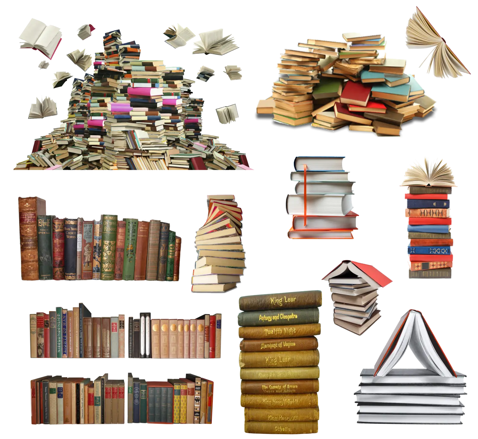 Various Stacks and Shelves of Books