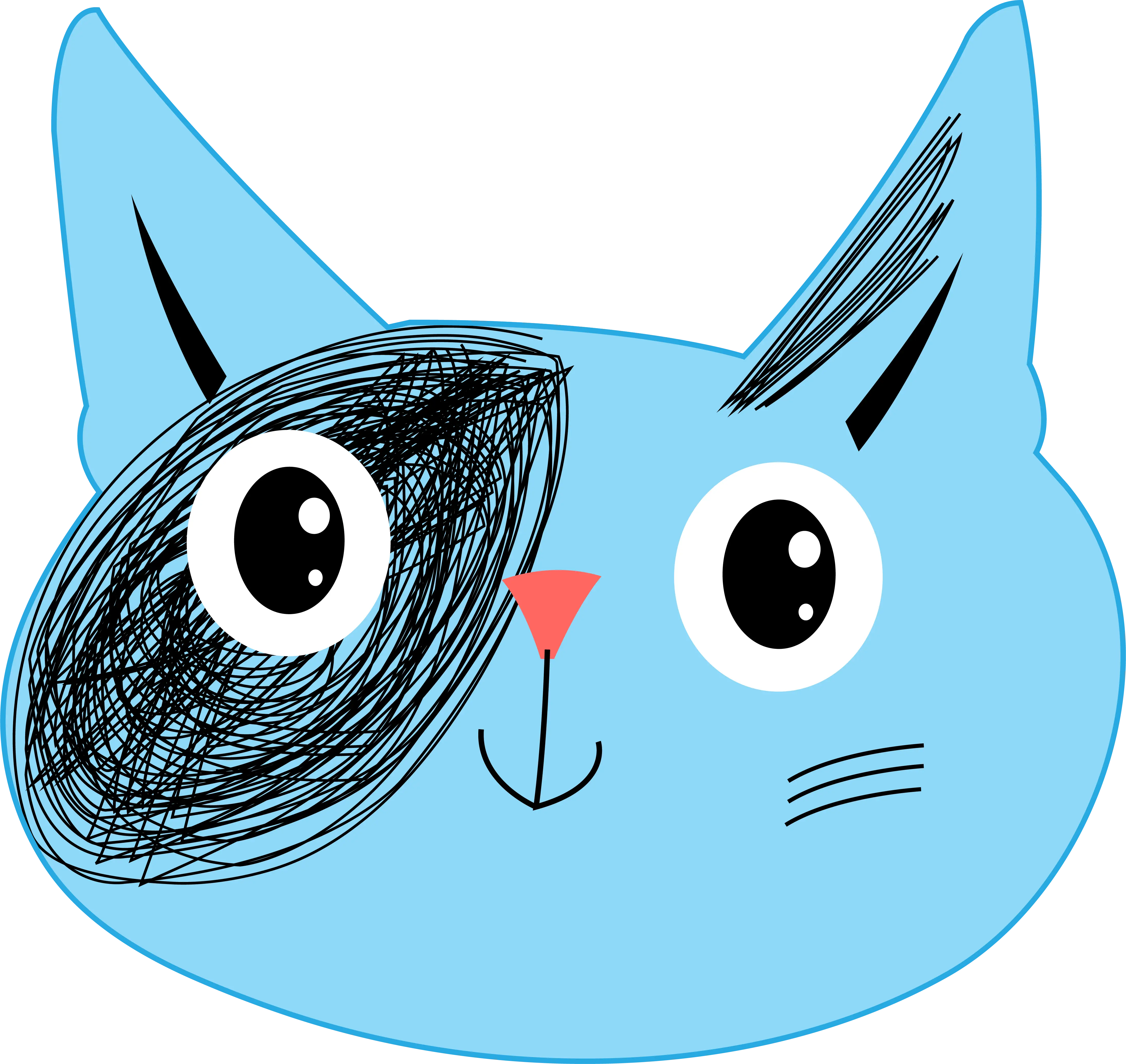 Blue Cat Cartoon Face Illustration