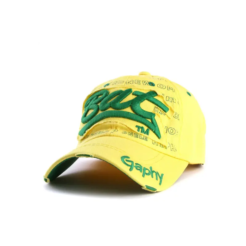 Yellow Cap with Embroidered Design